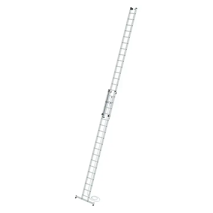 Proregal Seilzugleiter 2-teilig - Anzahl Tritte: 36 Stk., Arbeitshöhe: 10.300 mm, Belastbarkeit: 150 kg, Aluminium - Lange, mehrteilige Aluminium-Schiebeleiter mit Seilzugsystem und breiter Stabilisierungsbasis.