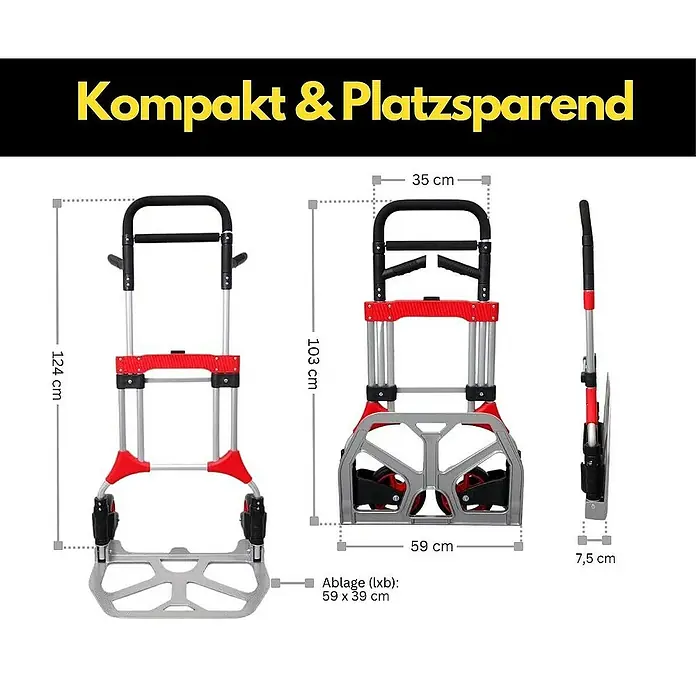 Proregal Sackkarre ELEPHANT mit klappbarer Schaufel, 250 kg Traglast & Vollgummibereifung - Aluminium, Traglast: 250 kg