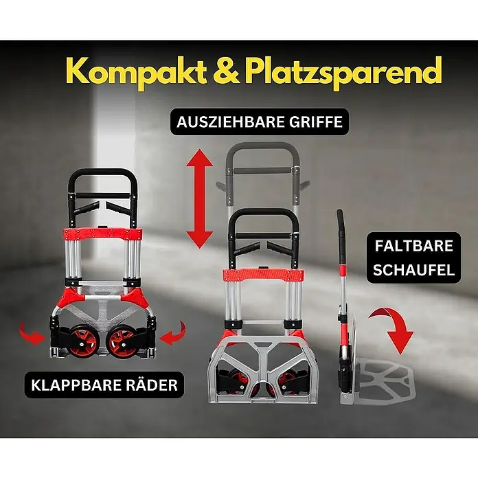 Proregal Sackkarre ELEPHANT mit klappbarer Schaufel, 250 kg Traglast & Vollgummibereifung - Aluminium, Traglast: 250 kg