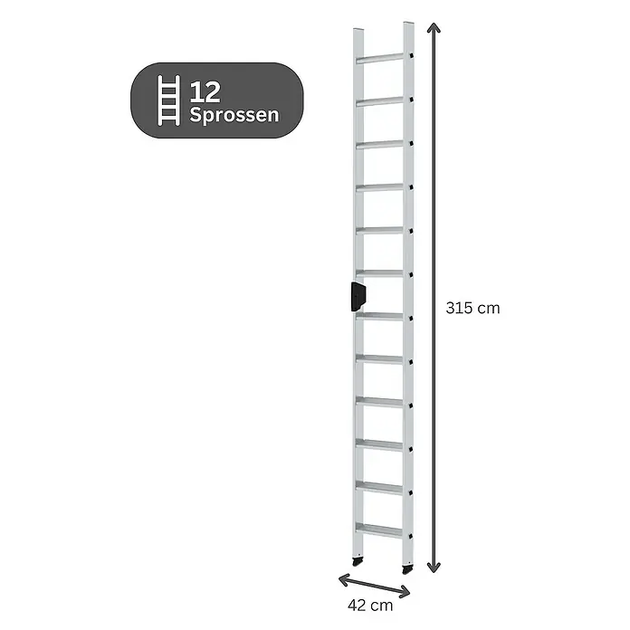 Proregal Anlegeleiter mit 12 Stufen - Anzahl Tritte: 12 Stk., Arbeitshöhe: 4.300 mm, Belastbarkeit: 150 kg, Aluminium
