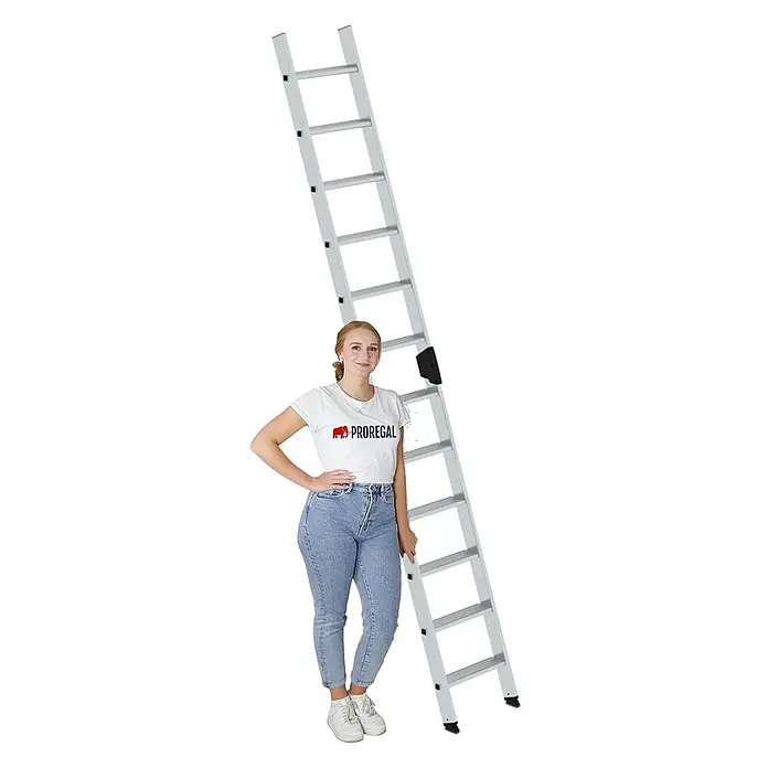 Proregal Anlegeleiter mit 12 Stufen - Anzahl Tritte: 12 Stk., Arbeitshöhe: 4.300 mm, Belastbarkeit: 150 kg, Aluminium