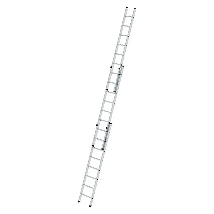 Proregal Schiebeleiter 3-teilig - Anzahl Tritte: 24 Stk., Arbeitshöhe: 6.900 mm, Belastbarkeit: 150 kg, Aluminium - Ausziehbare zweiteilige Leiter aus silbernem Aluminium.