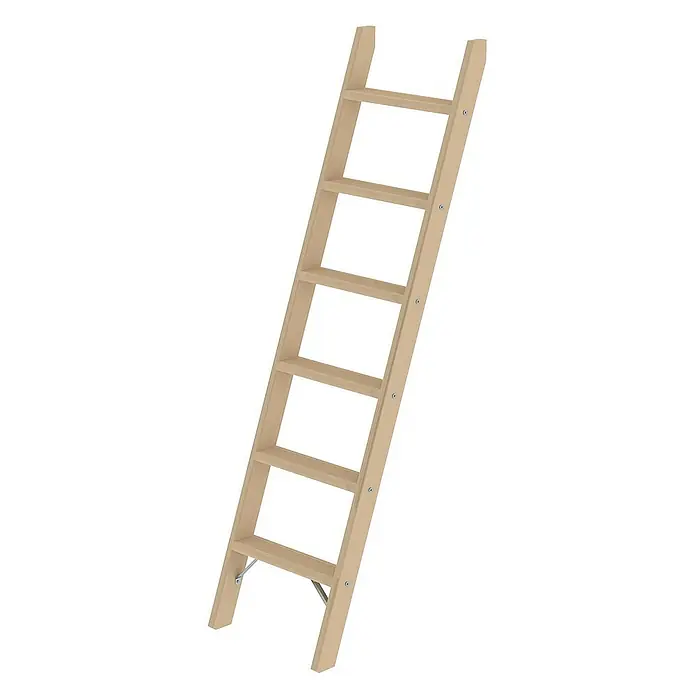 Proregal Anlegeleiter mit 6 Stufen - Anzahl Tritte: 6 Stk., Arbeitshöhe: 2.700 mm, Belastbarkeit: 150 kg, Holz - Helle Holz-Klappleiter mit rutschfesten Sprossen und Metallbeschlägen.