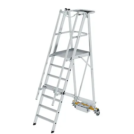 Proregal  Stehleiter Plattformleiter klappbar mit schmalem Fahrwerk