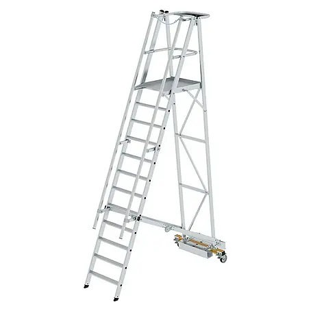 Proregal  Stehleiter Plattformleiter klappbar mit schmalem Fahrwerk