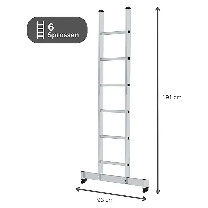 Proregal Anlegeleiter mit nivello®-Traverse - Anzahl Tritte: 6 Stk., Arbeitshöhe: 3.000 mm, Belastbarkeit: 150 kg, Aluminium