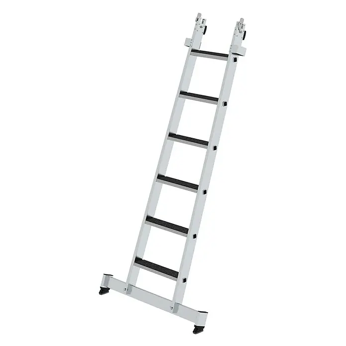 Proregal Anlegeleiter Glasreinigerleiter mit nivello-Traverse - Anzahl Tritte: 6 Stk., Belastbarkeit: 120 kg, Aluminium