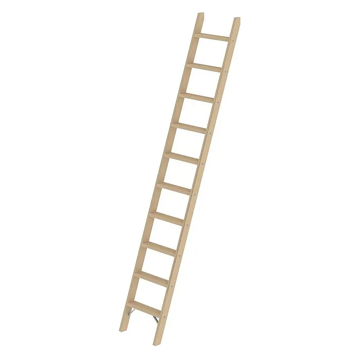 Proregal Anlegeleiter mit 10 Stufen - Anzahl Tritte: 10 Stk., Arbeitshöhe: 3.640 mm, Belastbarkeit: 150 kg, Holz - Helle Holz-Klappleiter für den Dachboden.