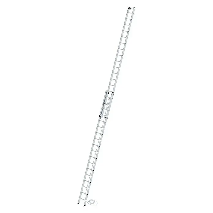 Proregal Seilzugleiter 2-teilig - Anzahl Tritte: 36 Stk., Arbeitshöhe: 10.300 mm, Belastbarkeit: 150 kg, Aluminium - Silberfarbene Aluminium-Ausziehleiter mit Seilzugmechanismus für verstellbare Höhe, für den professionellen Einsatz.