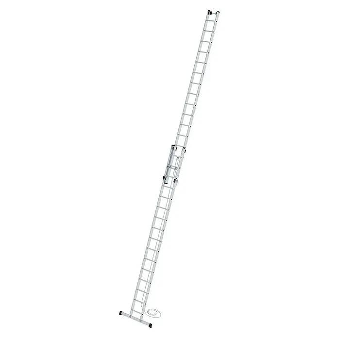 Proregal Seilzugleiter 2-teilig - Anzahl Tritte: 32 Stk., Arbeitshöhe: 9.400 mm, Belastbarkeit: 150 kg, Aluminium - Lange, silberne Aluminium-Ausziehleiter mit Seilzugsystem zur Höhenverstellung.