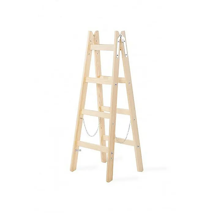 Proregal Doppel-Stehleiter mit Sicherheitsband - Anzahl Tritte: 8 Stk., Belastbarkeit: 150 kg, Holz