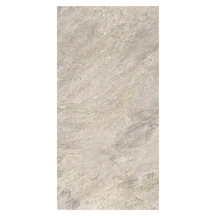 Terrassenfliese Homecraft - 59,7 x 119,7 x 2 cm, Grey, Matt - Nahaufnahme einer hellgrauen Steinzeugfliese mit subtilen Maserungen, ideal für moderne Boden- oder Wandgestaltung.