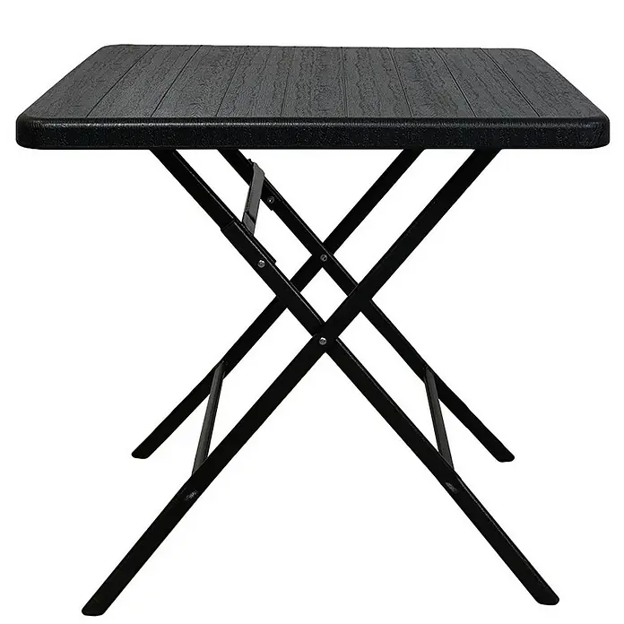 Chefgastro Balkontisch Balkontisch aus Kunststoff, klappbar, für 4 Personen - L x B x H: 78 x 78 x 73 cm, Klappbar, Viereckig, Holz Optik, Schwarz