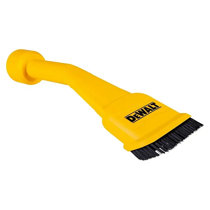 DeWalt Ersatzbürste und -düse DXVA00-4300E - 1 Stk. - Ein gelber DeWalt-Staubsaugerbürstenaufsatz mit schwarzen Borsten für eine gründliche Reinigung.