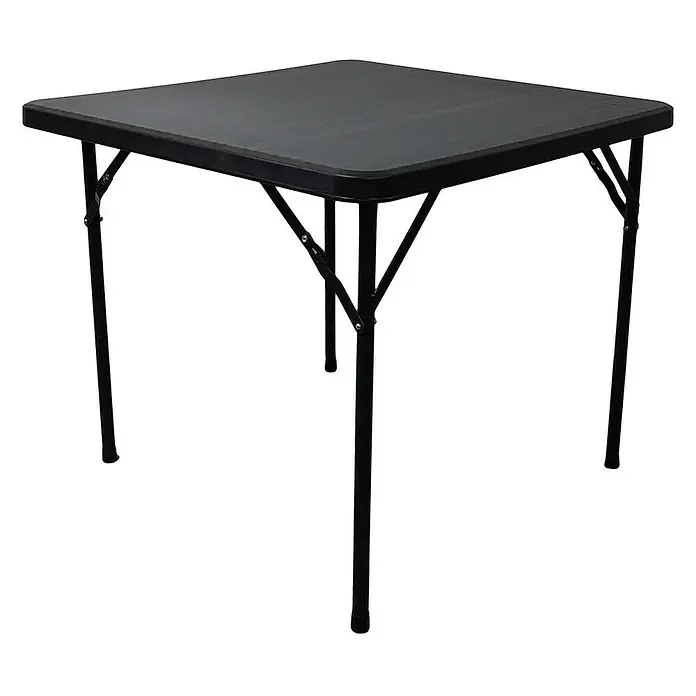 Chefgastro Balkontisch Balkontisch aus Kunststoff, klappbar, für 4 Personen - Klappbar, Viereckig, Schwarz - Schwarzer quadratischer Klapptisch mit Metallbeinen.