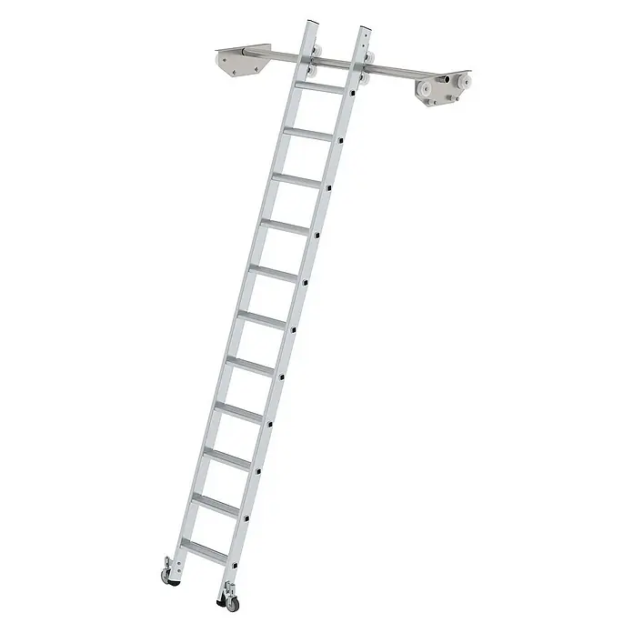 Proregal Anlegeleiter Regalleiter fahrbar - Anzahl Tritte: 11 Stk., Arbeitshöhe: 3.820 mm, Belastbarkeit: 150 kg, Aluminium