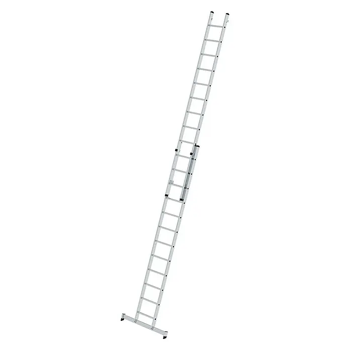 Proregal Mehrzweckleiter 2-teilig - Anzahl Tritte: 24 Stk., Arbeitshöhe: 7.200 mm, Belastbarkeit: 150 kg, Aluminium - Silberfarbene, ausziehbare Aluminium-Anlegeleiter.