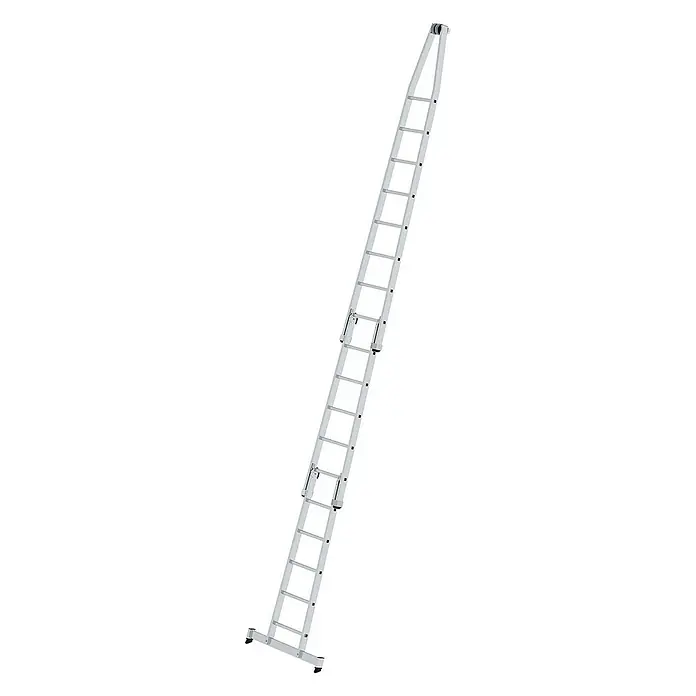 Proregal Anlegeleiter Glasreinigerleiter mit nivello®-Traverse - Arbeitshöhe: 6.800 mm, Belastbarkeit: 120 kg, Aluminium