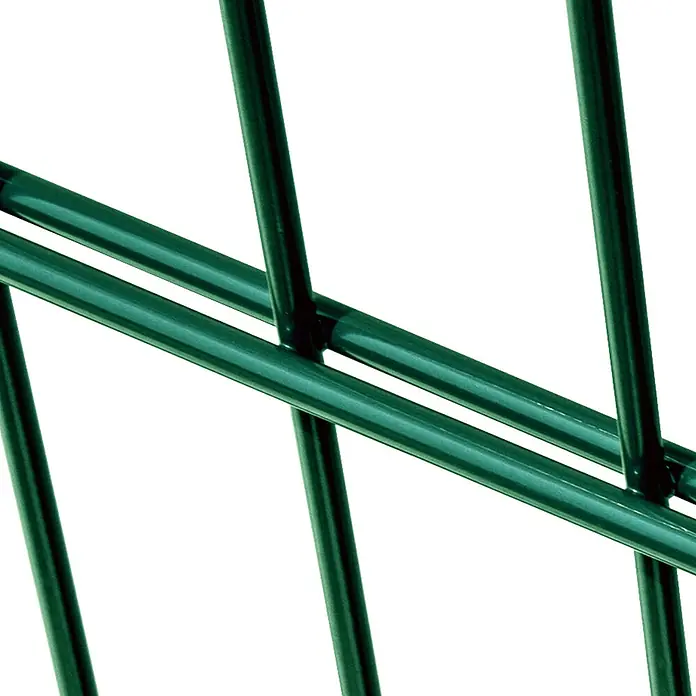 FA-Bausysteme Zauntor Basic - 1 x 1,2 m, Stahl, Moosgrün, 1-Flügel - Nahaufnahme eines grünen Metallzauns, der Stabilität und Sicherheit im Garten bietet.