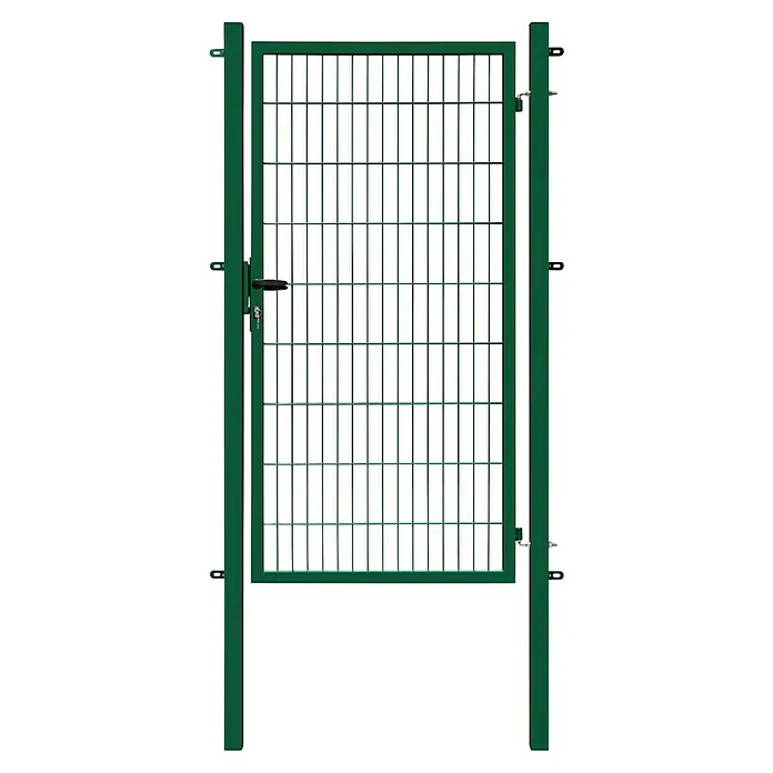 FA-Bausysteme Zauntor Basic - 1 x 1,8 m, Stahl, Moosgrün, 1-Flügel - Eine grüne Gartentür mit Gittermuster, ideal für den sicheren Zugang und stilvollen Abschluss Ihres Gartens. Robust und langlebig.