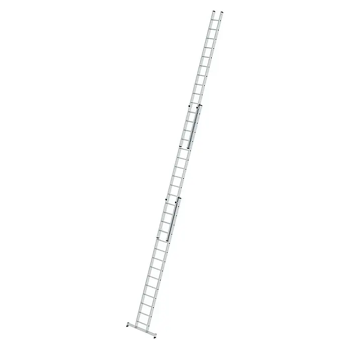 Proregal Schiebeleiter 3-teilig - Anzahl Tritte: 24 Stk., Arbeitshöhe: 6.900 mm, Belastbarkeit: 150 kg, Aluminium - Lange, silberne Dreifach-Schiebeleiter, voll ausgefahren zum Erreichen großer Höhen.