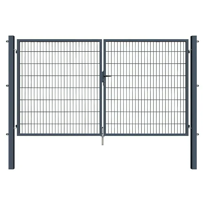 FA-Bausysteme Zauntor Basic - 3 x 1,6 m, Stahl, Anthrazit, 2-Flügel - Stabgittertore: Robuste, verzinkte Doppeltoranlage für Sicherheit und Schutz. Ideal für Industrie und Gewerbe.