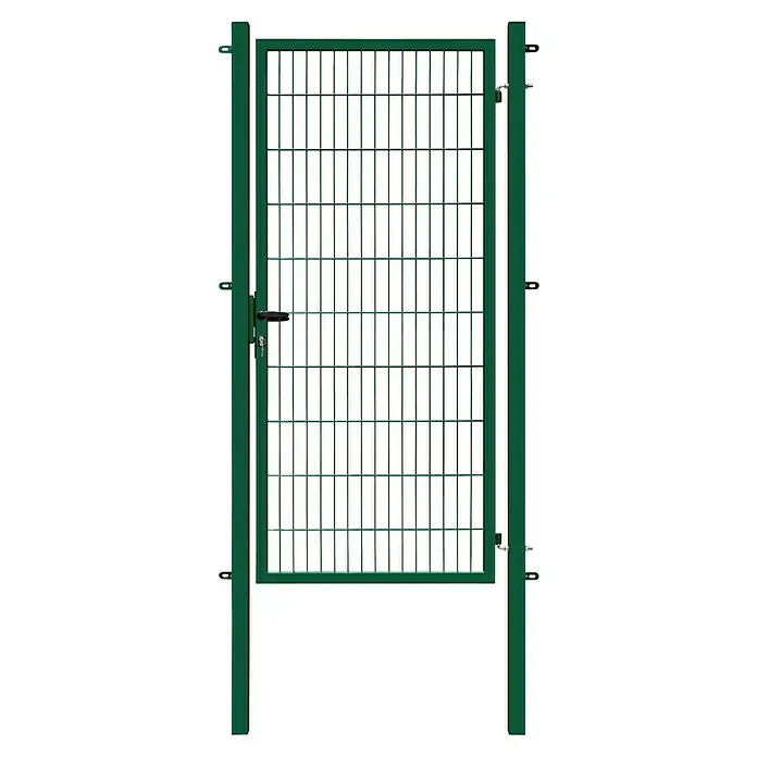 FA-Bausysteme Zauntor Basic - 1,2 x 2 m, Stahl, Moosgrün, 1-Flügel - Grünes Metall-Gartentor mit Schloss und Gitter für Sicherheit und stilvolle Abgrenzung des Grundstücks. Stabiles Gartenelement.
