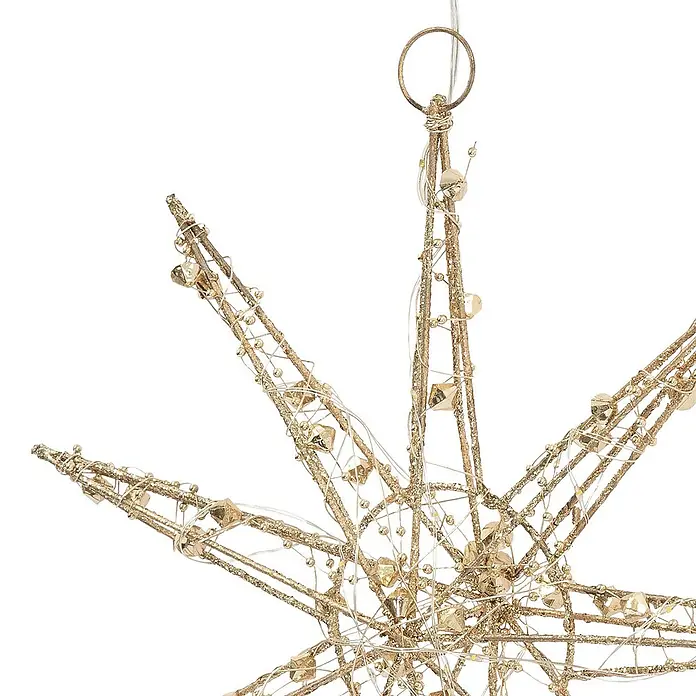 ECD Germany LED-Weihnachtsdekoleuchte Weihnachtsstern Weihnachten Schneeflocke Weihnachtsdeko Fensterdeko - 30 x 4 x 30 cm, Gold, Akkubetrieben, LED
