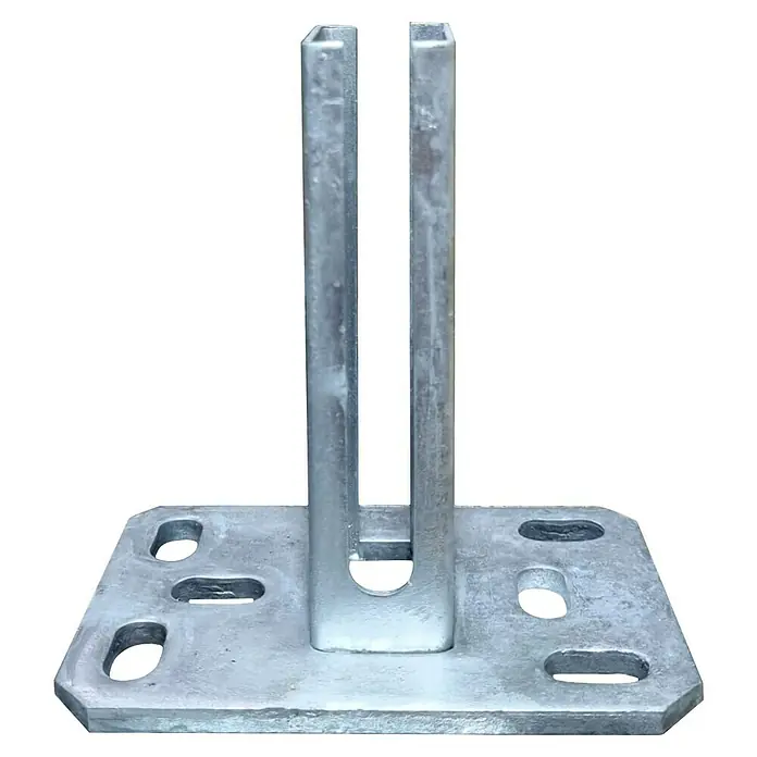 FA-Bausysteme Standfuß Eco 6 Loch - Passend für: 40 x 60 mm Pfosten, Zink - Metallpfostenstütze: Robuste Stütze für den Außenbereich. Ideal für Zäune und Konstruktionen. Verzinkt für hohe Witterungsbeständigkeit.