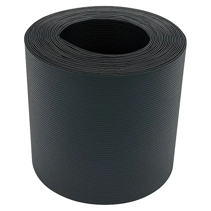 FA-Bausysteme Sichtschutzstreifen gerillt - 2,53 m x 19 cm, Anthrazit - Abbildung einer Wickelrolle aus schwarzem Kunststoff. Ideal für Verpackung und Schutz, vielseitig einsetzbar.