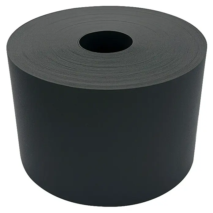 FA-Bausysteme Sichtschutzstreifen genarbt - 50 m x 19 cm, Anthrazit - Nahaufnahme einer Rolle aus schwarzem Papier oder Kunststoff, die für verschiedene Verpackungs- oder Bastelzwecke verwendet werden kann.