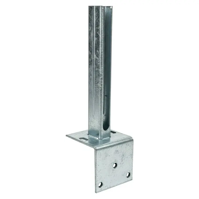 FA-Bausysteme Standfuß Winkel - Passend für: 40 x 60 mm Pfosten, Zink - Metallpfosten mit quadratischem Profil und Montageplatte. Ideal für Bau- und Renovierungsprojekte, bietet Stabilität und einfache Befestigung.