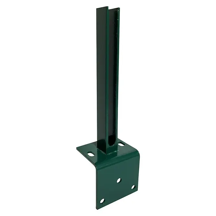 FA-Bausysteme Standfuß Winkel - Passend für: 40 x 60 mm Pfosten, Moosgrün - Grüne Pfostenhalterung für eine stabile Befestigung von Pfosten auf verschiedenen Oberflächen, ideal für Zäune und Geländer.