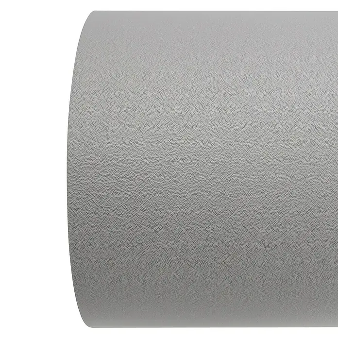 FA-Bausysteme Sichtschutzstreifen genarbt - 2,53 m x 19 cm, Grau - Detailaufnahme einer grauen, gerollten Folie mit feiner Struktur.