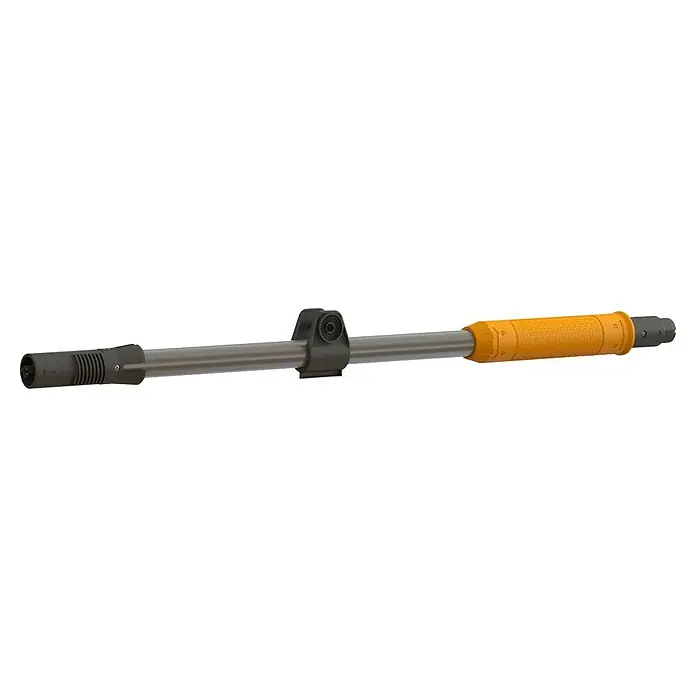 Batavia Maxxpack Verlängerungsstiel - Passend für: Batavia Maxxpack Akku-Reinigungsbürste Twin Brush V1, 80 cm - 240 cm - Nahaufnahme eines optischen Geräts mit grauen und orangefarbenen Elementen auf einem metallischen Zylinder für präzise Messungen.