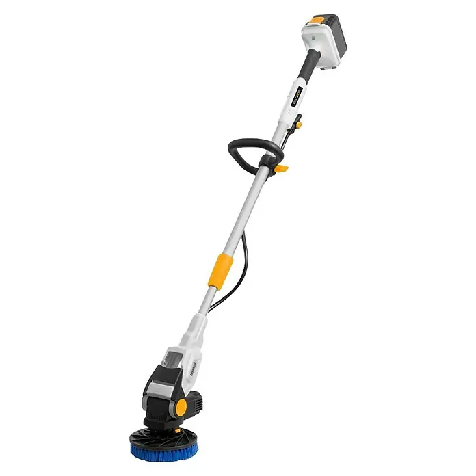 Batavia Maxxpack Akku-Reinigungsbürste Twin Brush V2 - 18 V, Ohne Akku - Abbildung eines elektrischen Bodenreinigers mit blauem Bürstenkopf für die effektive Reinigung von Oberflächen.