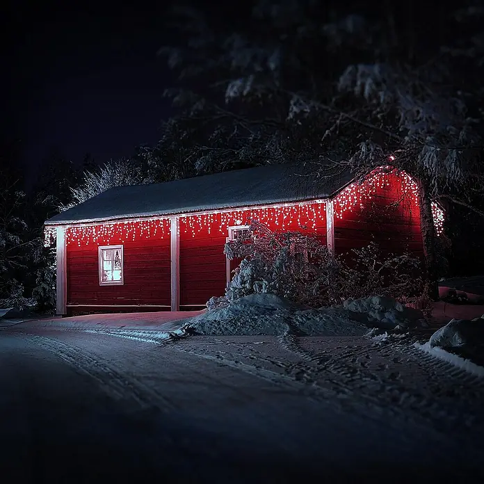 ECD Germany LED-Lichtervorhang 360 LEDs 12m für Innen & Außen IP44 Kaltweiß - Innen, 1.200 cm, Kaltweiß, 360 Stk., Netzbetrieben