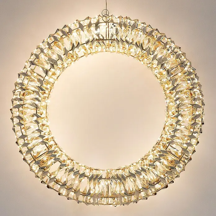ECD Germany LED-Weihnachtsdekoleuchte Wandkranz Hängekranz Weihnachts Kranz Lichterkranz Dekorationskranz - 58 x 9 x 58 cm, Weiß, Netzbetrieben, LED