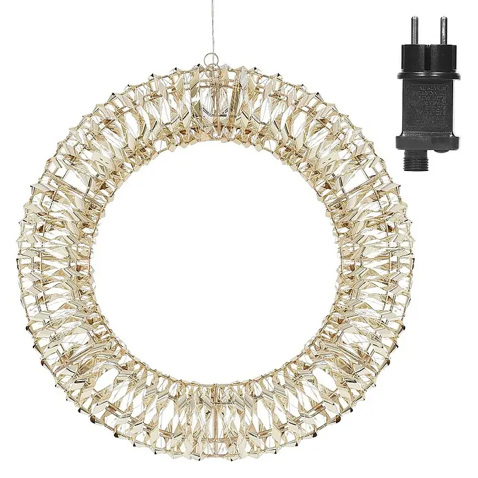 ECD Germany LED-Weihnachtsdekoleuchte Wandkranz Hängekranz Weihnachts Kranz Lichterkranz Dekorationskranz - 58 x 9 x 58 cm, Weiß, Netzbetrieben, LED