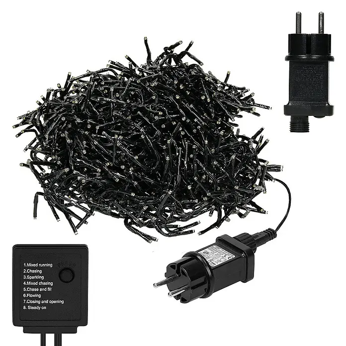 ECD Germany LED-Lichtervorhang Cluster 480 LEDs 0,6-1m für Innen & Außen IP44 Warmweiß - Innen, 200 cm, Warmweiß, 480 Stk., Netzbetrieben