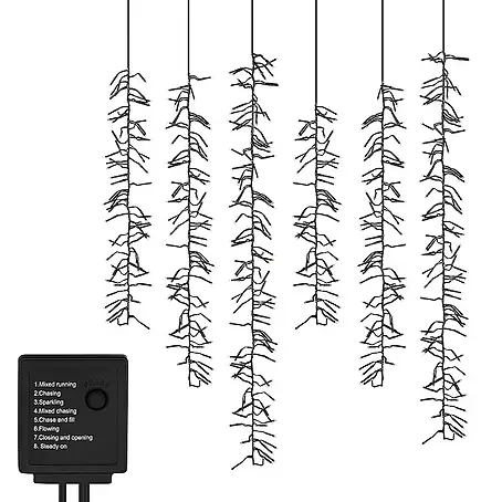 ECD Germany  LED-Lichtervorhang Cluster 480 LEDs 0,6-1m für Innen & Außen IP44 Warmweiß