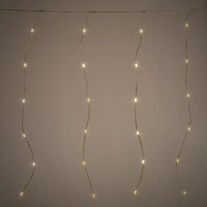 ECD Germany LED-Lichtervorhang 240 LEDs 6m für Innen & Außen IP44 Warmweiß - Innen, Warmweiß, 240 Stk., Netzbetrieben - Warmweiße LED-Lichtervorhang mit mehreren vertikalen Strängen.