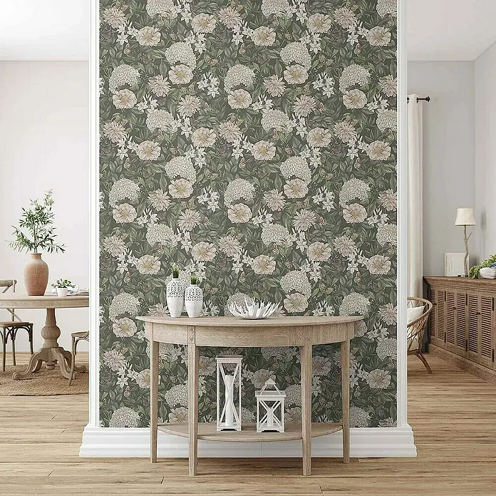 Tadessi Vliestapete M1-No.4495 - Schwarz, Floral, 10,05 x 0,53 m