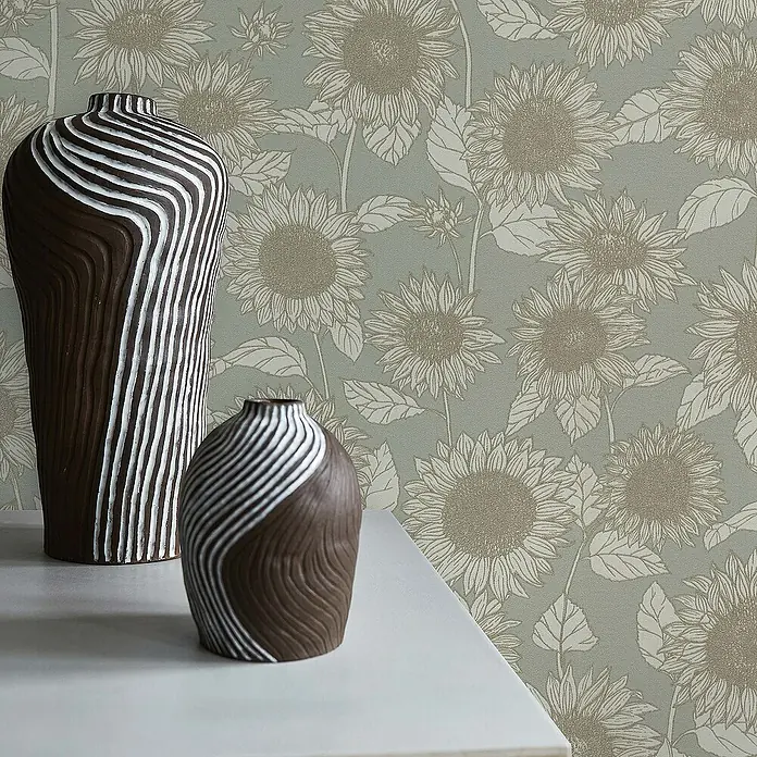 Tadessi Vliestapete M1-No.1648 - Grau, Floral, 10,05 x 0,53 m