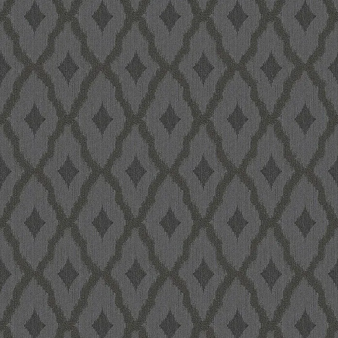 Tadessi Vliestapete M1-No.3869 - Schwarz, Streifen, 10,05 x 0,53 m - Dunkelgrauer Teppich mit geometrischem Muster aus Gitterwerk und Rauten.
