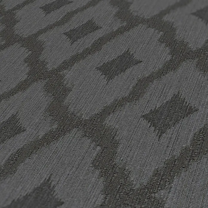 Tadessi Vliestapete M1-No.3869 - Schwarz, Streifen, 10,05 x 0,53 m - Dunkelgraue strukturierte Tapete mit dezentem geometrischem Muster.