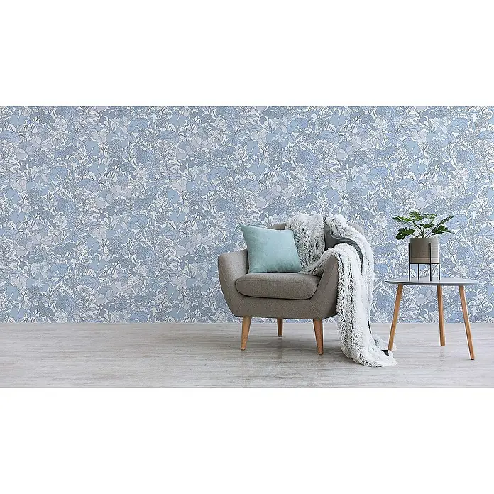 Tadessi Vliestapete M1-No.1457 - Grau, Floral, 10,05 x 0,53 m
