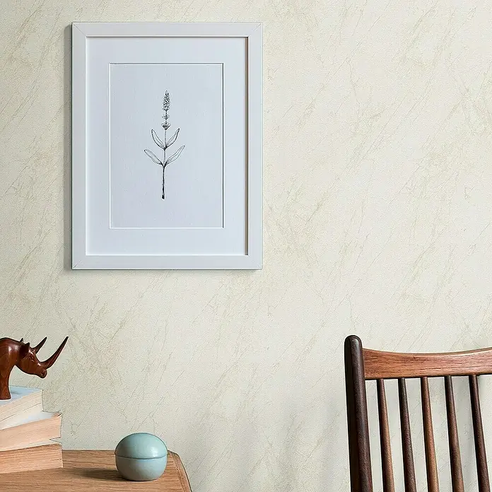 Tadessi Vliestapete M1-No.4008 - Creme, Steinoptik, 10,05 x 0,53 m - Helle beigefarbene Tapete mit subtiler, unregelmäßiger Marmorstruktur.