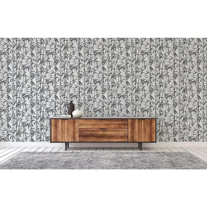 Tadessi Vliestapete M1-No.1623 - Schwarz, Floral, 10,05 x 0,53 m