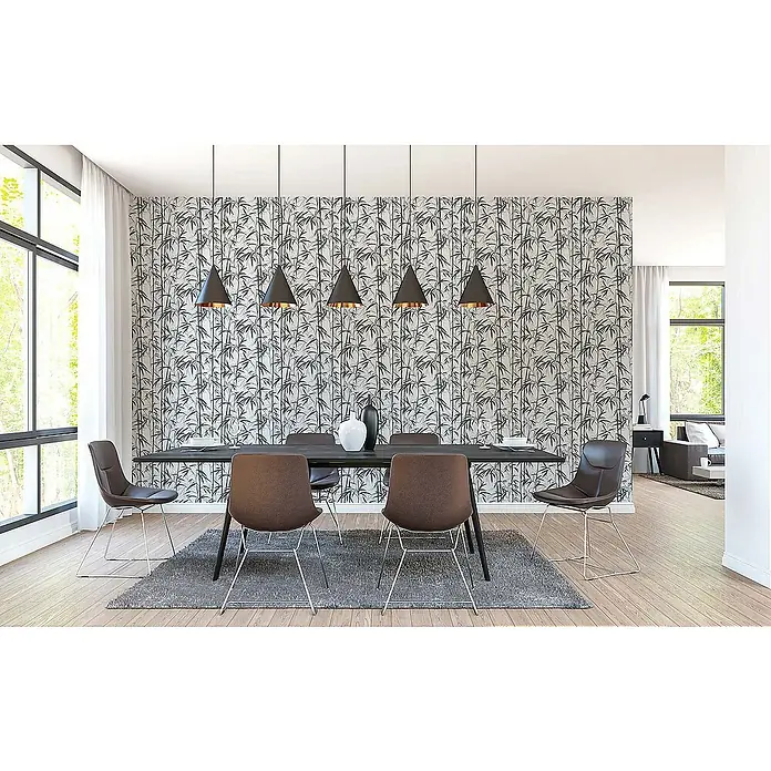 Tadessi Vliestapete M1-No.1623 - Schwarz, Floral, 10,05 x 0,53 m